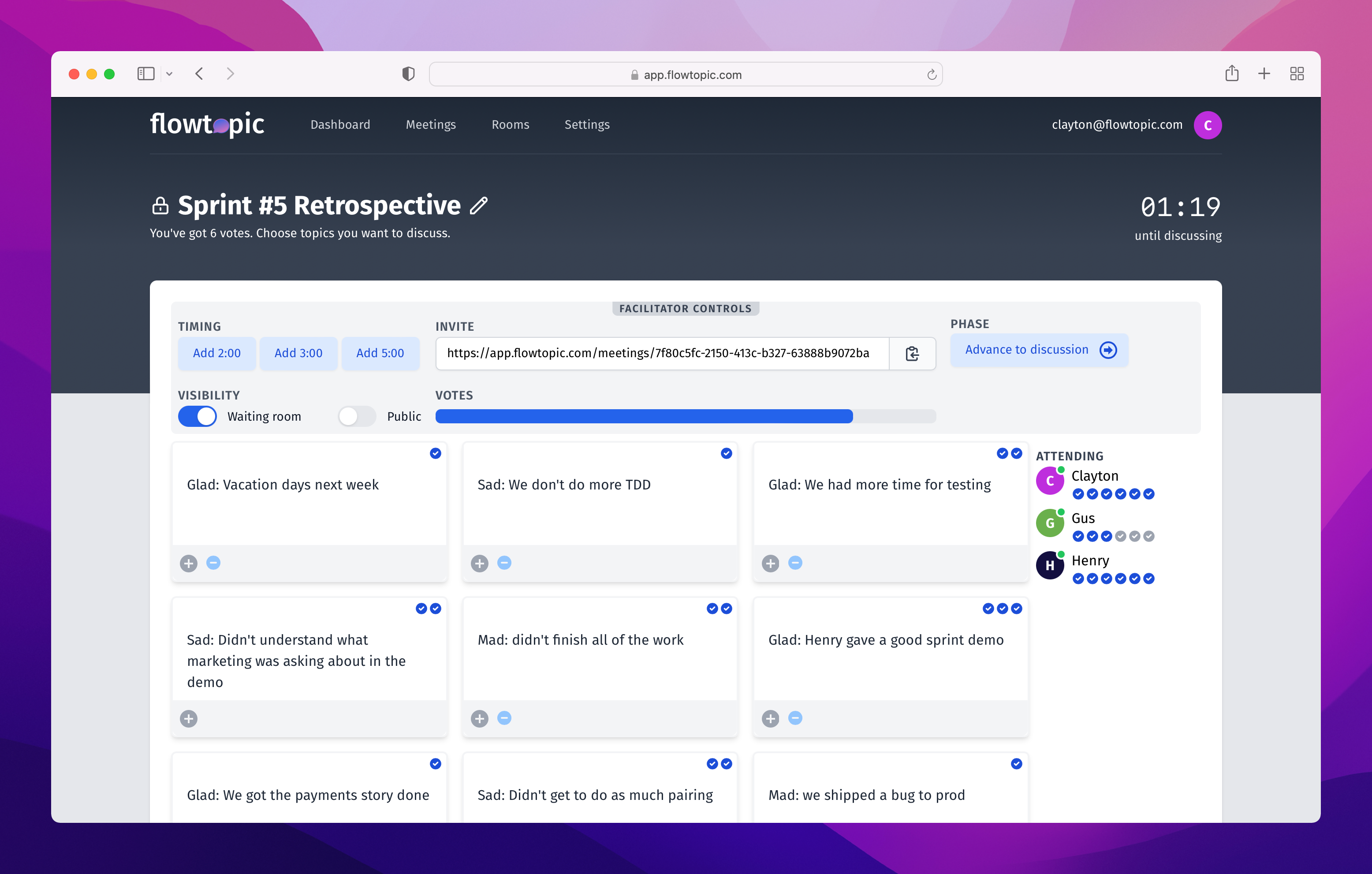 Voting during a flowtopic retrospective